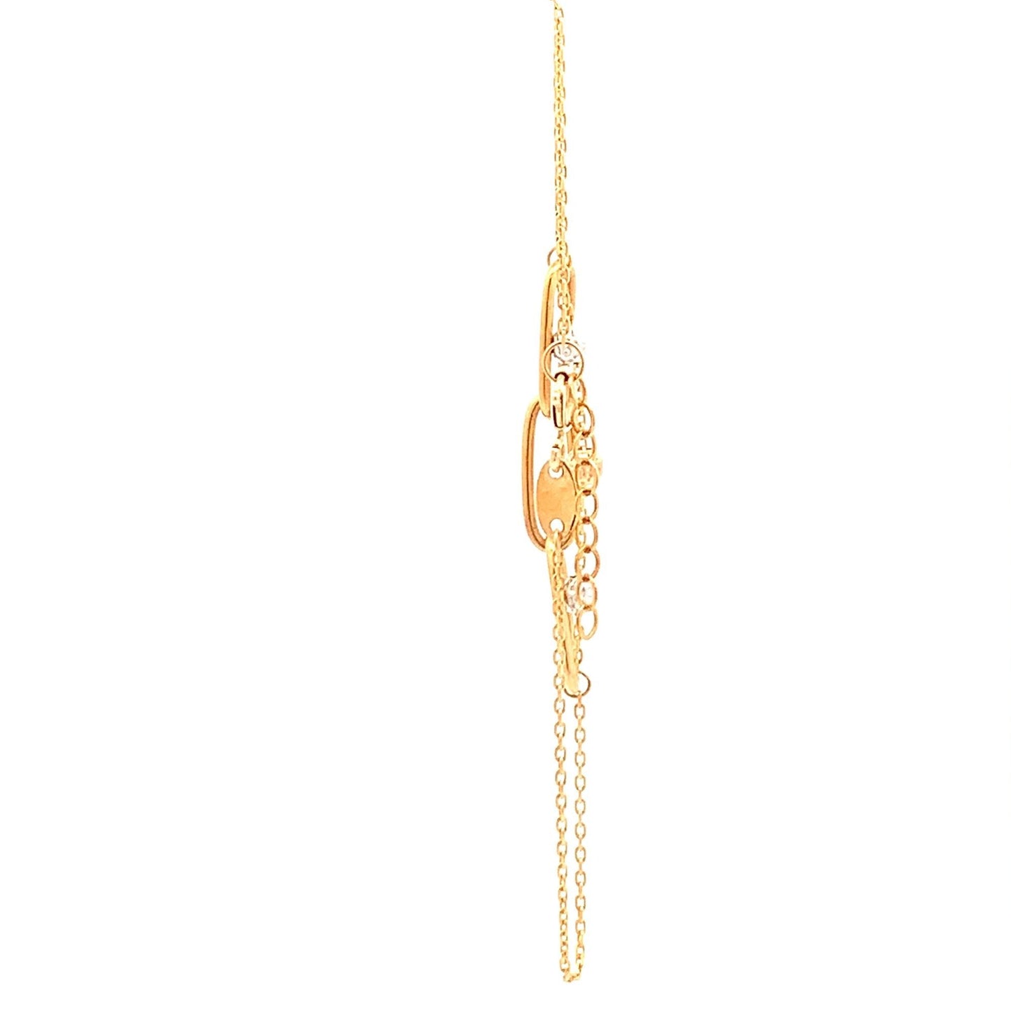 18K Gold Bracelet Cable Chain White Rose Yellow Gold Beads S 6.5 inches 0.5" extension 2.39 grams - Rafant