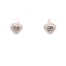 Load image into Gallery viewer, 18K White Gold Earrings Stud Heart Textured - Rafant
