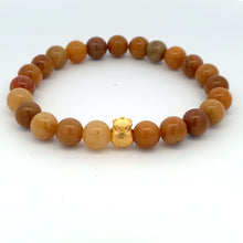 Load image into Gallery viewer, 24K Gold Money Bag Lucky Charm Bracelet Gemstones Natural Golden Jade 8mm - Rafant
