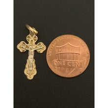 Load image into Gallery viewer, 18K Saudi Gold Two Tone Cross Pendant - Rafant
