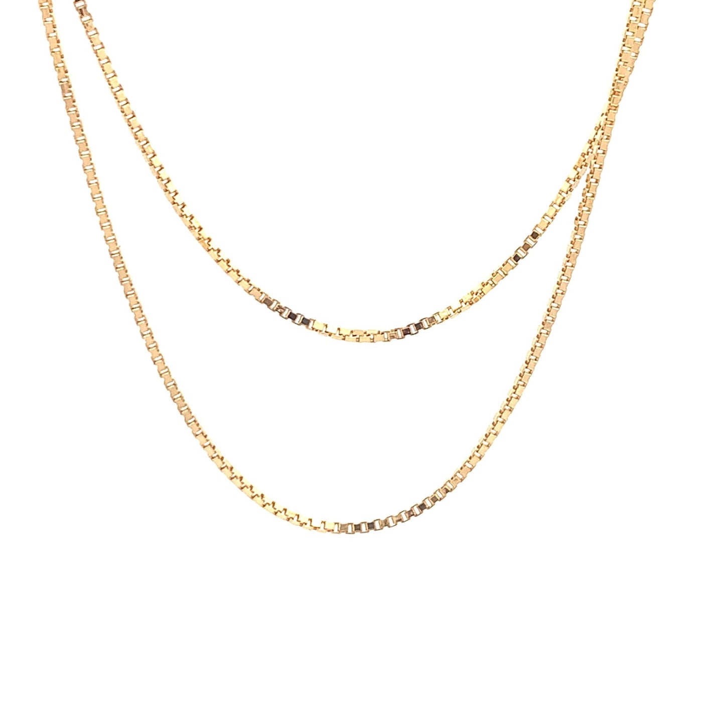 18K Gold Necklace Chain Box 20 inches Women Thin  3.23 grams - Rafant