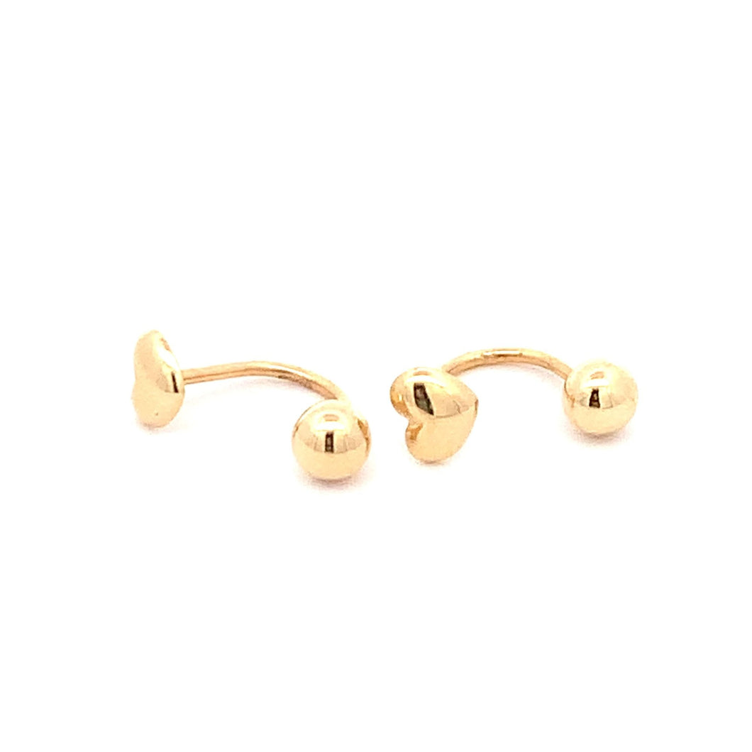 18K Gold Earrings Ball Heart Small - Rafant