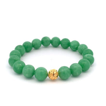 Load image into Gallery viewer, 18K Gold Money Coin Ball Lucky Charm Bracelet Gemstones Natural Green Jadeite Jade 6.5" - Rafant

