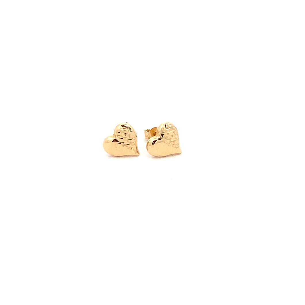 18K Yellow Gold Earrings Heart 1.11 grams Small - Rafant