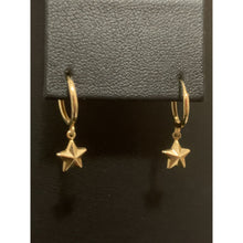 Load image into Gallery viewer, 18K Gold Earrings Hoops Star Charm 1.22 grams Small - Rafant
