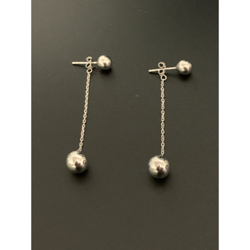 18K Gold Earrings Dangling Balls White Gold 2.16 grams - Rafant