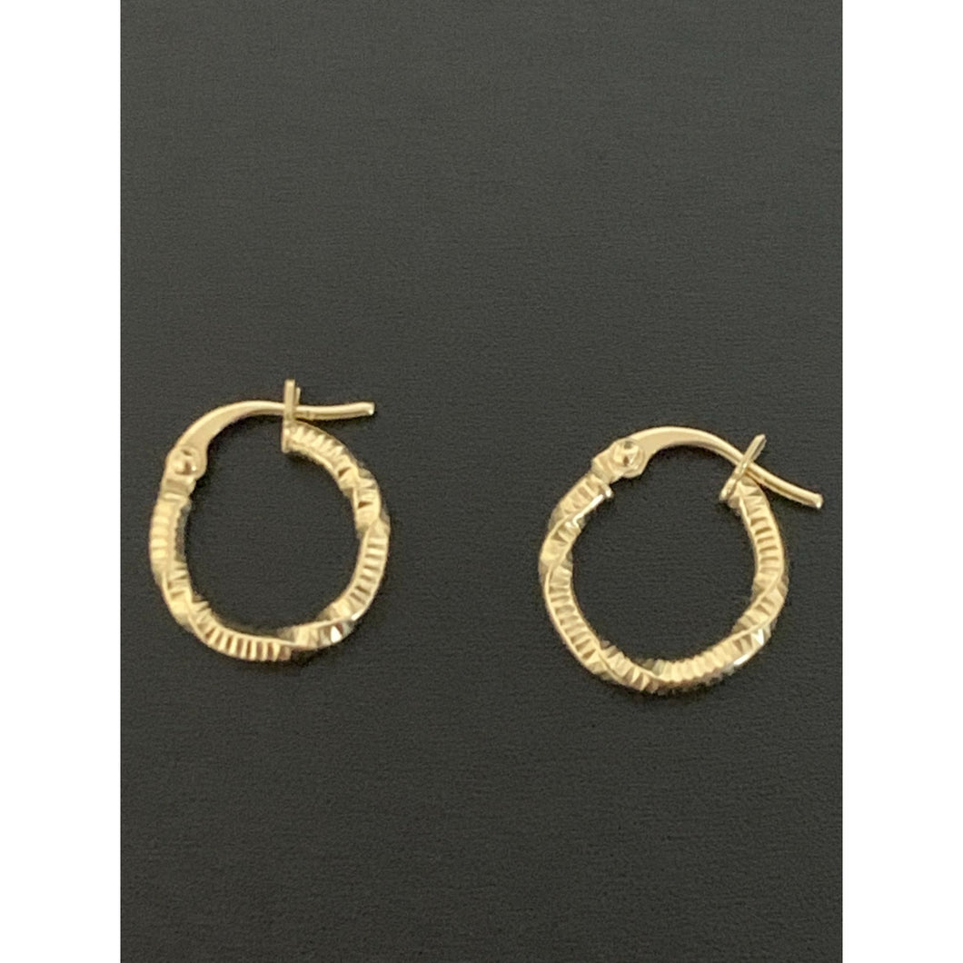 18K Saudi Gold Earrings Hoops Loops Small 0.93 grams - Rafant