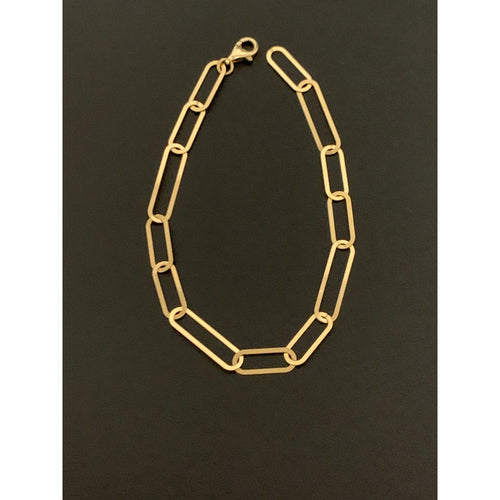 18K Gold Bracelet Paperclip 7.5 inches 2.40 grams - Rafant