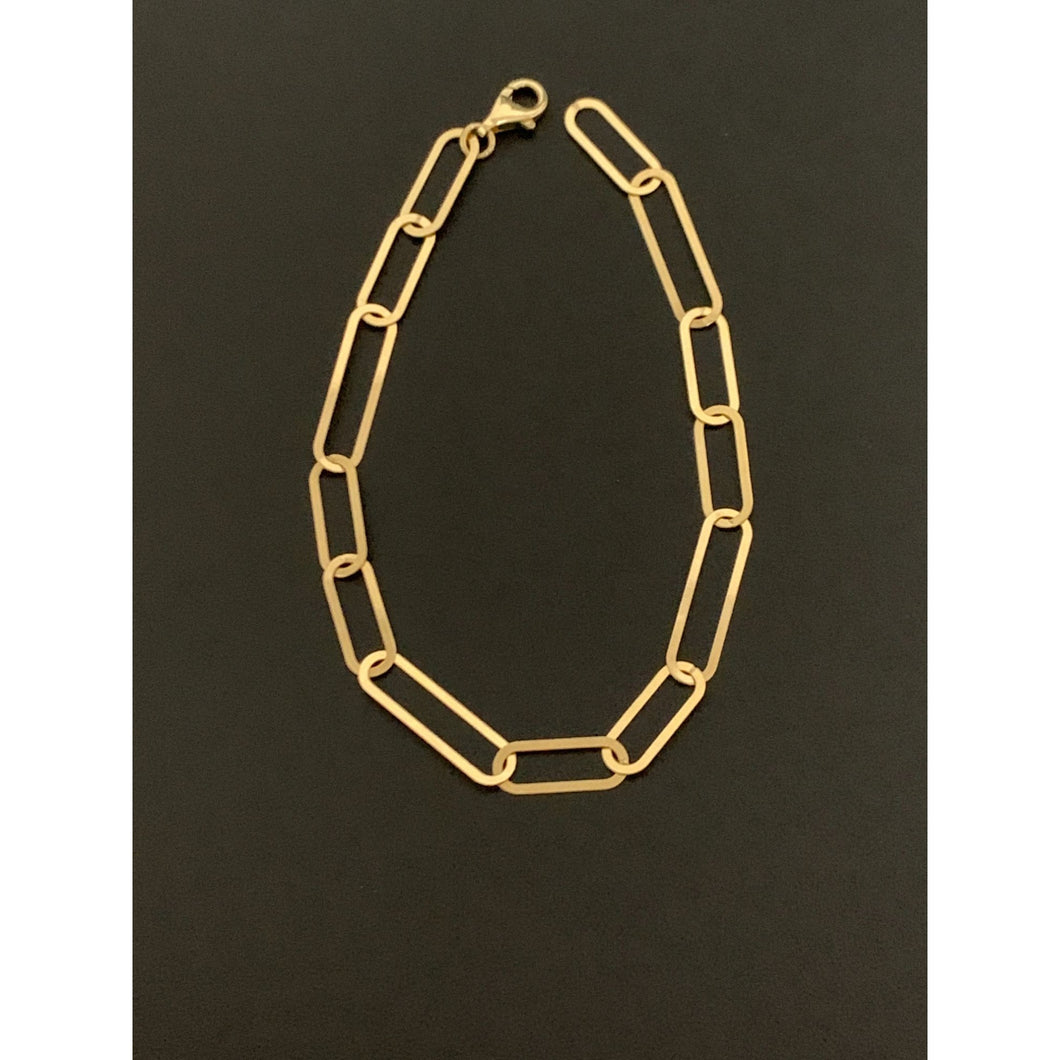 18K Gold Bracelet Paperclip 7.5 inches 2.40 grams - Rafant