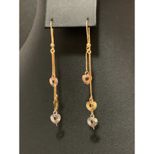 Load image into Gallery viewer, 18K Gold Earrings Dangle Threader  Hearts 3.03 grams Tricolor - Rafant
