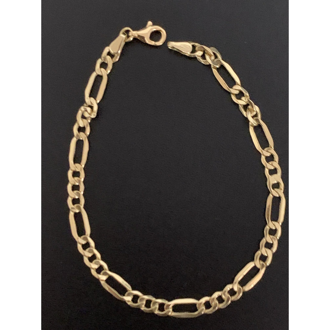 18K Gold Chain Figaro Bracelet Size 7.5 Inches - Rafant