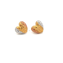 Load image into Gallery viewer, 18K Gold Earrings Stud Heart Tricolor 1.46 grams - Rafant
