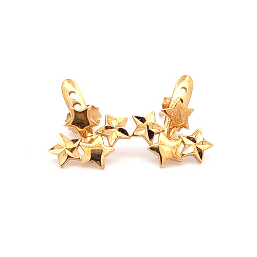 18K Gold Earrings Stud Post Stars - Rafant