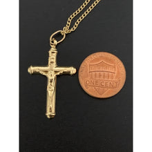 Load image into Gallery viewer, 18K Gold Necklace Chain Curb 17.75 inches with Cross Pedant 2.33 grams - Rafant
