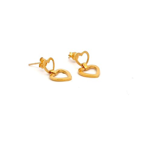 18K Gold Earrings Heart Post 0.96 grams Small - Rafant