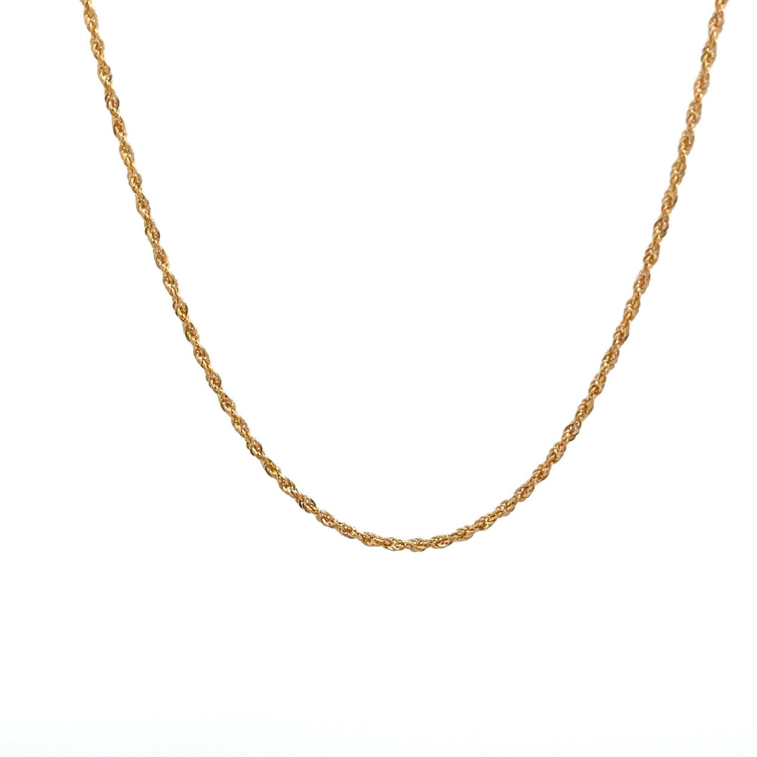 18K Gold Necklace Chain Rope 16 inches 0.83 grams - Rafant