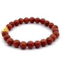 Load image into Gallery viewer, 24K Gold Piyao Pixiu Lucky Charm Bracelet Sunstone Gemstones 7.5-8mm - Rafant
