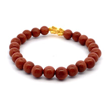 Load image into Gallery viewer, 24K Gold Piyao Pixiu Lucky Charm Bracelet Sunstone Gemstones 7.5-8mm - Rafant
