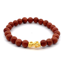 Load image into Gallery viewer, 24K Gold Piyao Pixiu Lucky Charm Bracelet Sunstone Gemstones 7.5-8mm - Rafant

