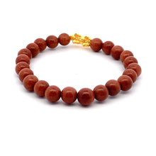 Load image into Gallery viewer, 24K Gold Piyao Pixiu Lucky Charm Bracelet Sunstone Gemstones 7.5-8mm - Rafant
