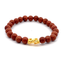 Load image into Gallery viewer, 24K Gold Piyao Pixiu Lucky Charm Bracelet Sunstone Gemstones 7.5-8mm - Rafant

