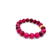 Load image into Gallery viewer, 24K Gold Money Bag Lucky Charm Bracelet Pink Tiger&#39;s Eye Gemstones 10mm - Rafant
