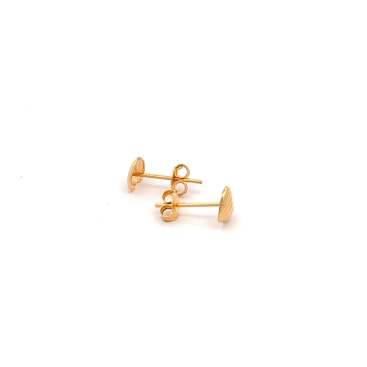 18K Gold Earrings Heart Stud Tiny 0.98 grams - Rafant
