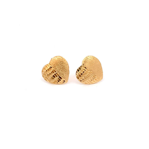 18K Gold Earrings Stud Heart Small - Rafant