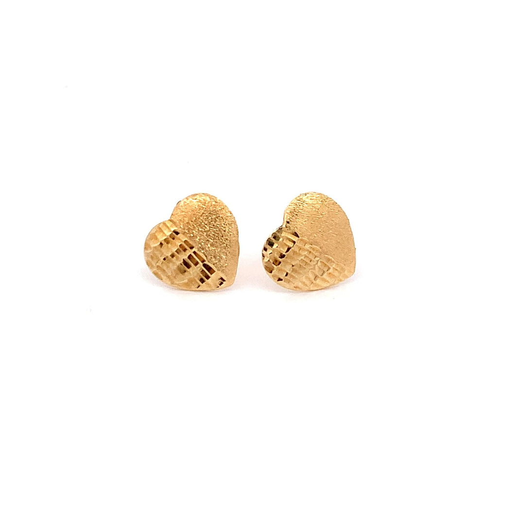 18K Gold Earrings Stud Heart Small - Rafant