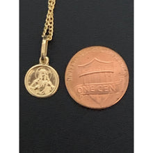 Load image into Gallery viewer, 18K Gold Necklace Chain 17.50&quot; with Circle Round Sacred Heart Pendant 2.16 grams - Rafant
