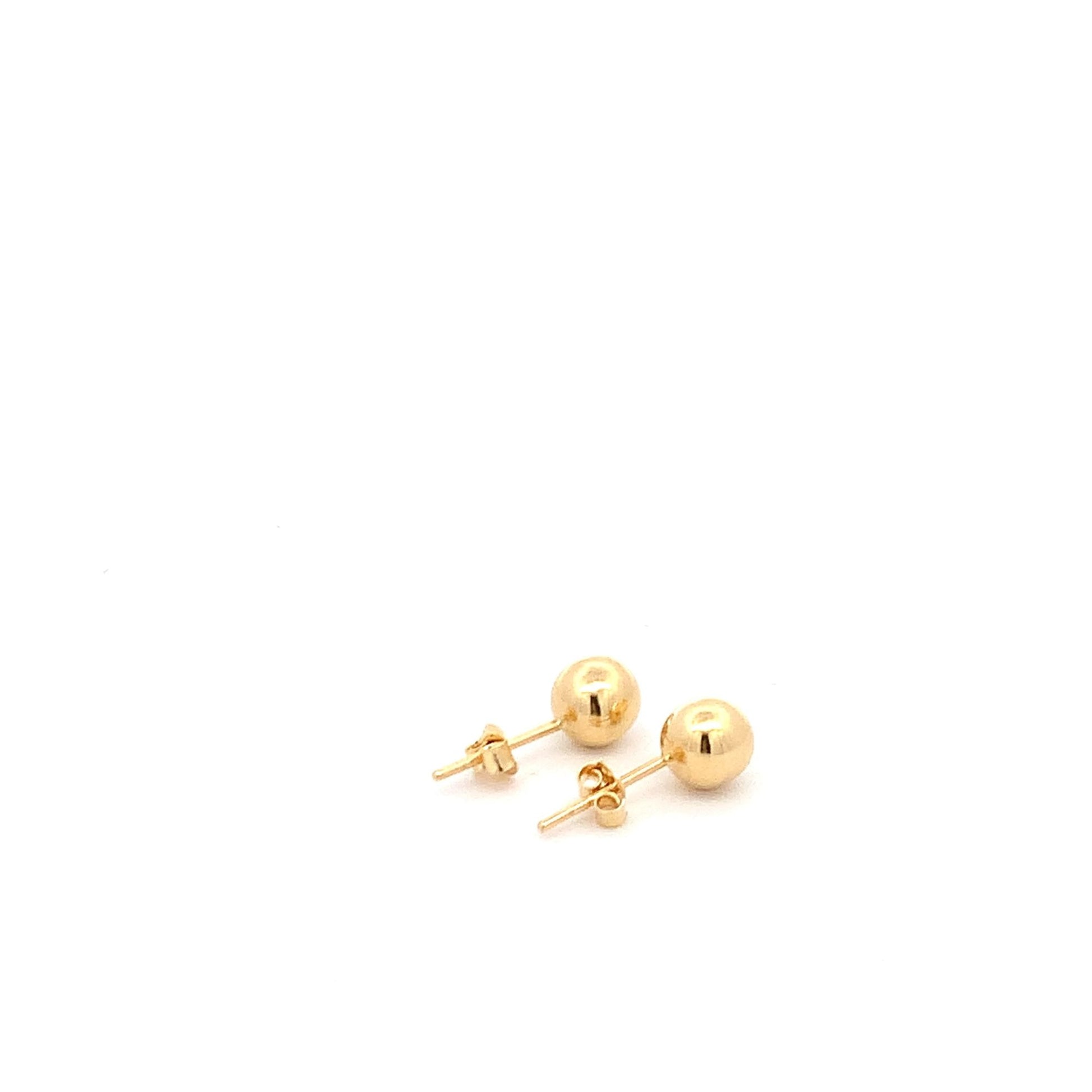 18K Yellow Gold Earrings Stud Balls Polished 0.88 grams - Rafant