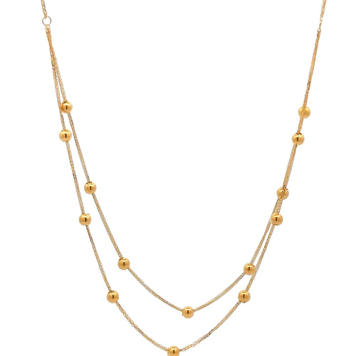 18K Gold Necklace Chain 17.5 inches Very Tiny Beads 0.94 grams - Rafant