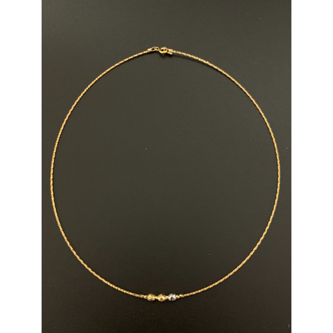 18K Gold Omega Beaded Soft Flexible 16 inches 1.57 grams - Rafant