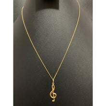 Load image into Gallery viewer, 18K Gold Necklace Curb Chain 17.75&quot; with Music Note Pendant 1.59 grams - Rafant

