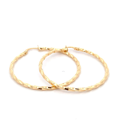 18K Gold Earrings Hoops Spiral - Rafant