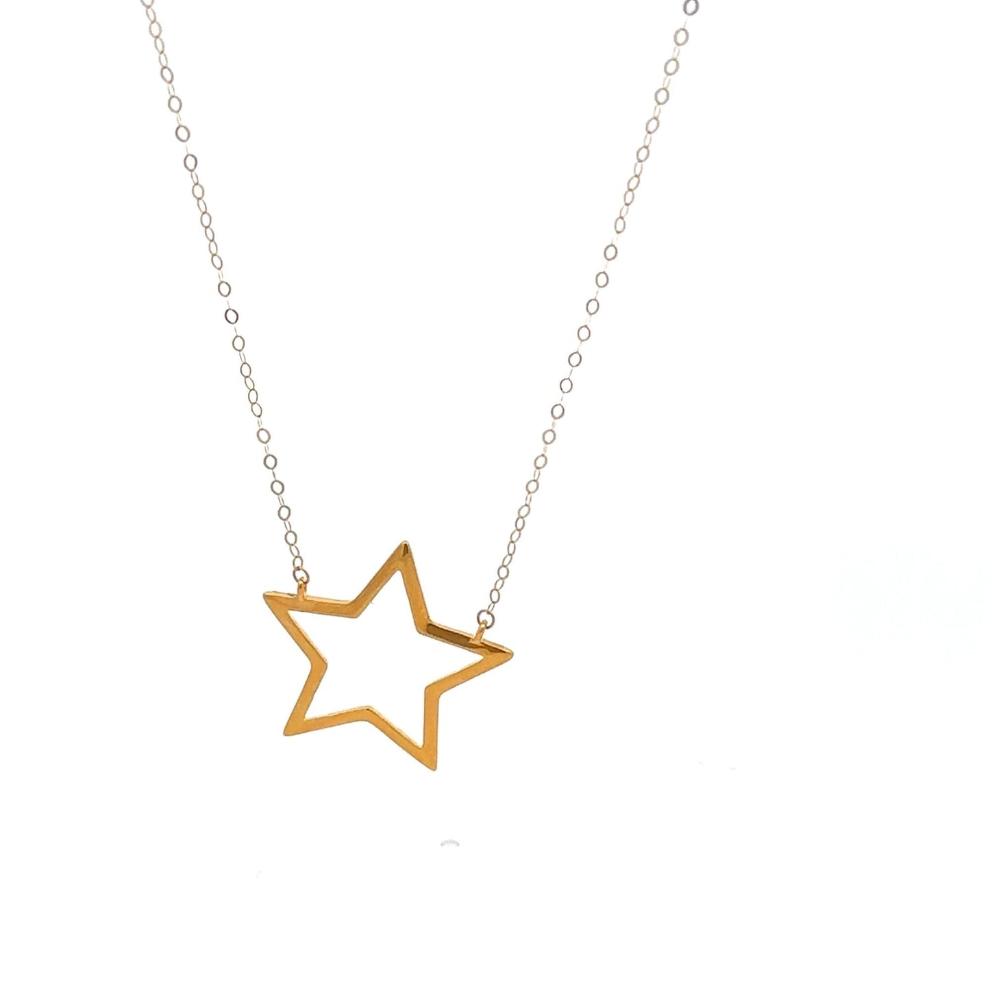 18K Gold Necklace Chain Cable Link Star Pendant 1.37 grams - Rafant