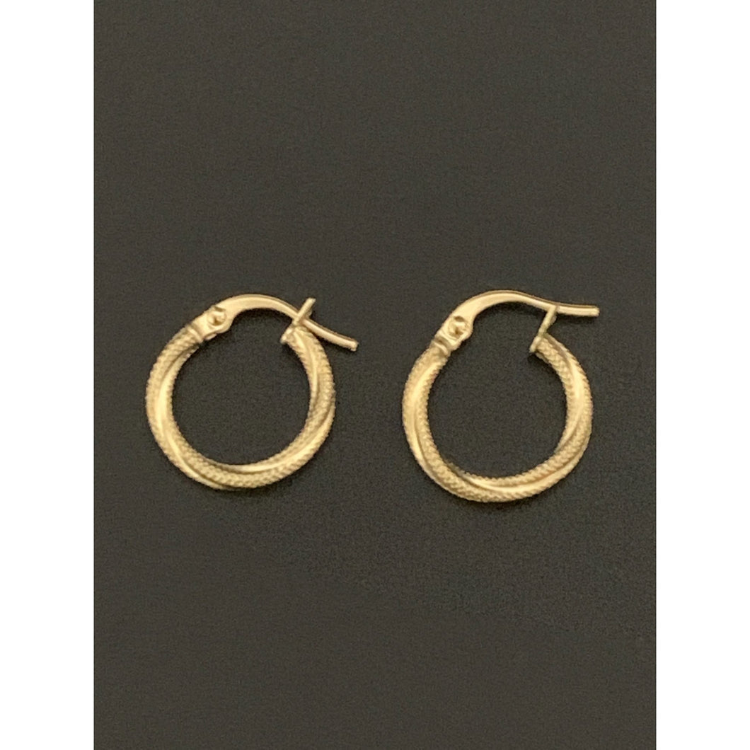 18K Gold Earrings Hoops Loops Spiral 0.91 grams - Rafant