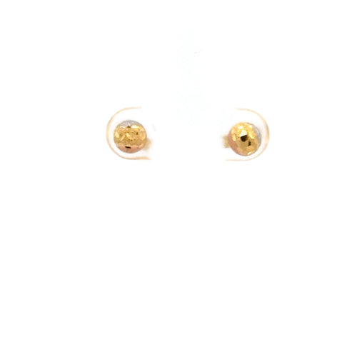 18K Gold Earrings Stud Tiny 0.76 grams Tricolor - Rafant