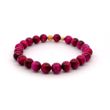 Load image into Gallery viewer, 24K Gold Lucky Charm Money Ball Bracelet Gemstones Tiger&#39;s Eye 8mm - Rafant
