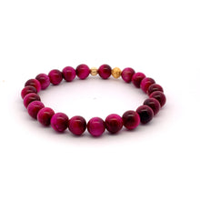 Load image into Gallery viewer, 24K Gold Lucky Charm Money Ball Bracelet Gemstones Tiger&#39;s Eye 8mm - Rafant
