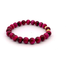 Load image into Gallery viewer, 24K Gold Lucky Charm Money Ball Bracelet Gemstones Tiger&#39;s Eye 8mm - Rafant
