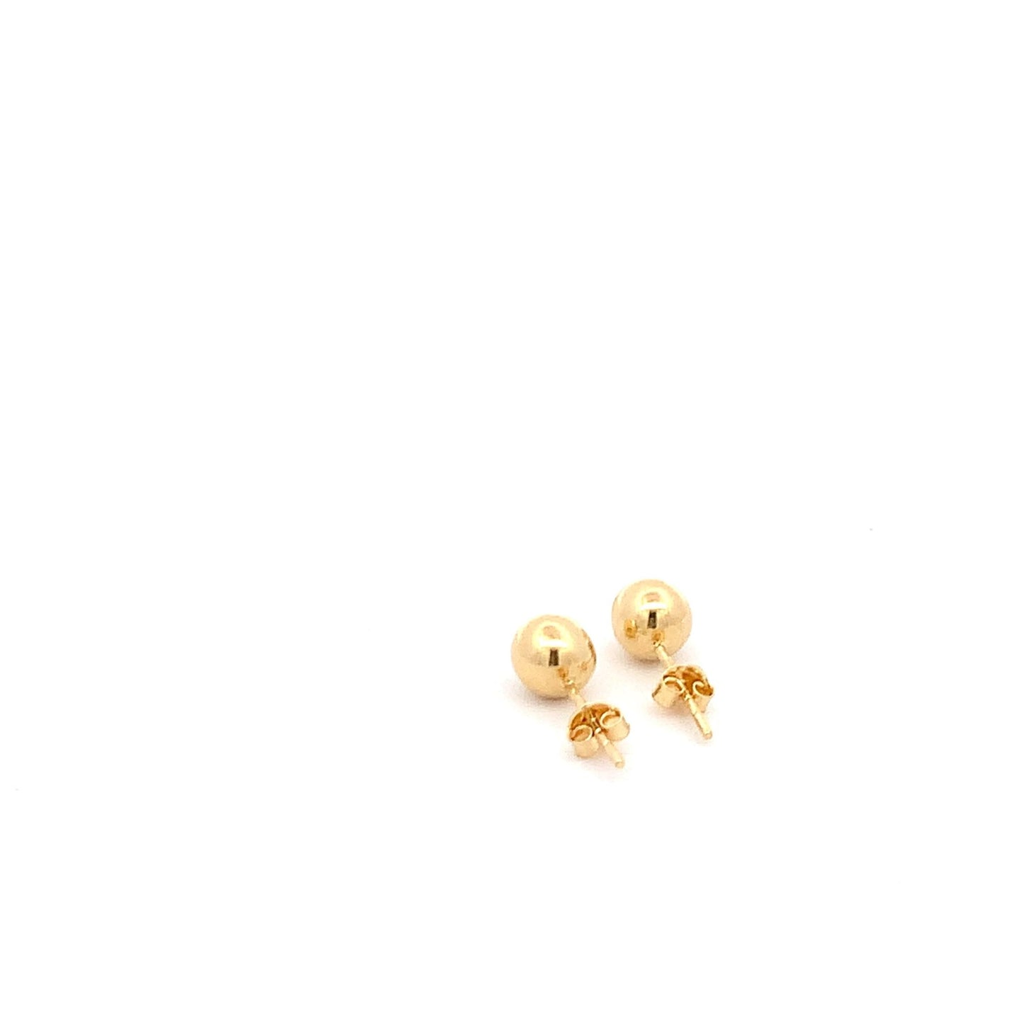 18K Yellow Gold Earrings Stud Balls Polished 0.88 grams - Rafant
