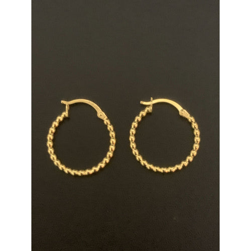 18K Gold Earrings Hoops Loops Beaded Small 2.13 grams - Rafant