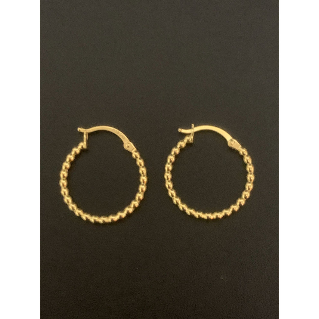 18K Gold Earrings Hoops Loops Beaded Small 2.13 grams - Rafant
