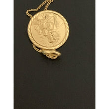 Load image into Gallery viewer, 18K Gold Necklace Curb Chain with Round Jesus Pendant Religious - Rafant
