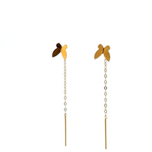 Load image into Gallery viewer, 18K Gold Earrings Butterfly Threader Very Tiny 0.24 grams - Rafant
