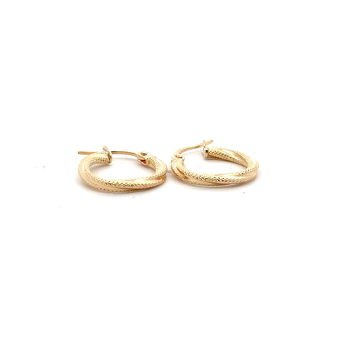 18K Yellow Gold Earrings Hoops Small 0.84 grams - Rafant