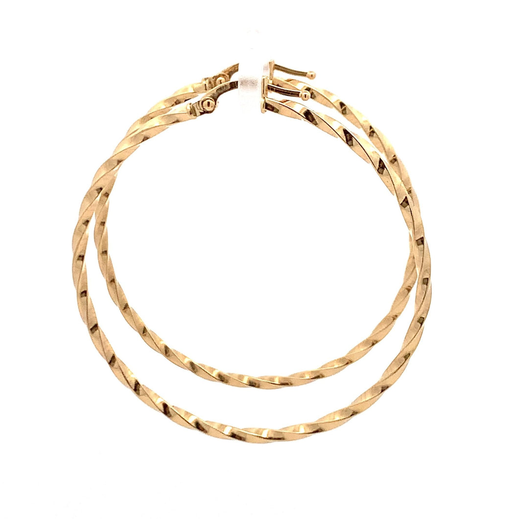 18K Yellow Gold Earrings Hoops Spiral Extra Large 1.87 grams - Rafant