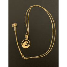 Load image into Gallery viewer, 18K Gold Necklace Chain 17.25&quot; with Round Circle Dolphin Pendant 1.28 grams - Rafant
