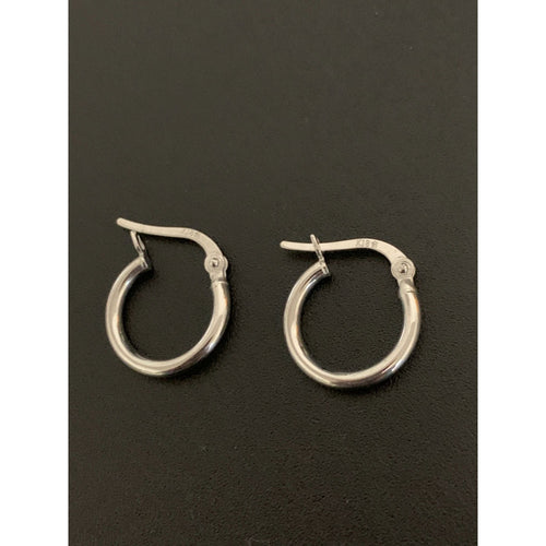 18K Gold Earrings Hoops Loops Small 0.97 grams White Gold - Rafant